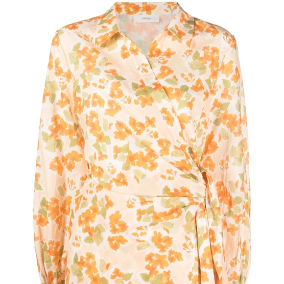Peony Orange Floral Print Wrap Dress $315 size Small - Picture 1 of 12